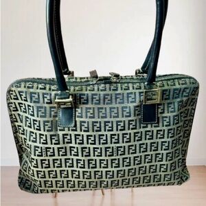 Fendi Black and Blue Monogram Tote Bag